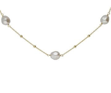Pozlačena ogrlica z biseri Sera A5565-00DG