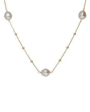 Pozlačena ogrlica z biseri Sera A5566-00DG