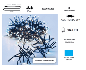 Vito LED božična veriga hladno bela 2,4m IP44 NATALE-9