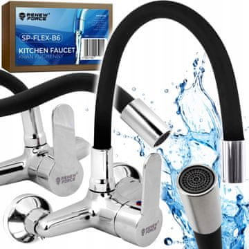 Dexxer FLEX enoročna stenska kuhinjska armatura z gibljivo cevjo inox