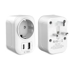 Tech-protect TA100 potovalni adapter UK / EU, belo