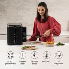 Rosmarino Tower XXL cvrtnik na vroči zrak, 10,4 L, črno-srebrn