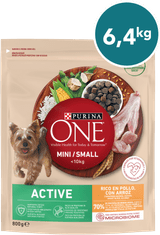 Purina ONE MINI/SMALL Active suha hrana za pse do 10kg, bogata s piščancem in rižem, 8x800g