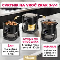 Rosmarino 3 in 1 Air Fryer Multi-cook, črn