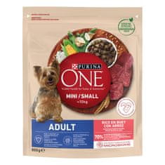 Purina ONE MINI/SMALL Adult suha hrana za odrasle pse do 10kg, bogata z govedino in rižem, 8x800g