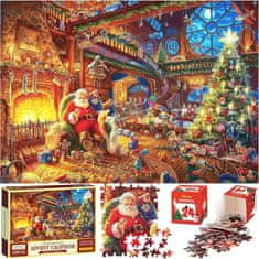 Netscroll Božični adventni koledar s sestavljanko, puzzle -1008 kosov, 24‑dnevno božično odštevanje in sestavljanje, vsak dan sestavite en delčkek sestavljenke, PuzzleAdvent