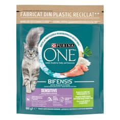 Purina ONE Bifensis Sensitive suha hrana za odrasle mačke, s puranom, 8x800g