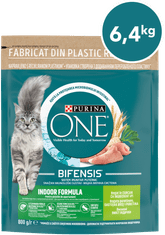 Purina ONE Bifensis Indoor Formula suha hrana za odrasle notranje mačke, s puranom, 8x800g