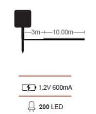 Vito  LED solarna svetlobna veriga večbarvna 10m IP44 NATALE-8 