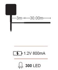Vito LED solarna svetlobna veriga večbarvna 30m IP44 NATALE-8 