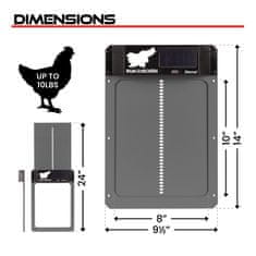 RUN-CHICKEN Solarna avtomatska vrata za kokošnjak Eternal – v sivi barvi (z Bluetooth)