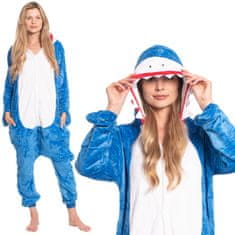 Nikcorp Ženska enodelna pižama kigurumi onesie Morski pes, udoben kombinezon za spanje in prosti čas, velikost M (155-165 cm)