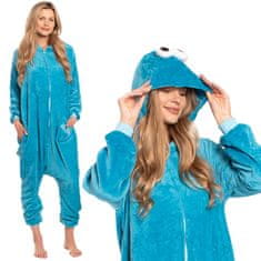 Nikcorp Ženska enodelna pižama Kigurumi Onesie kostum Piškotna pošast, modra, velikost S, za višino 145-155 cm, udoben material