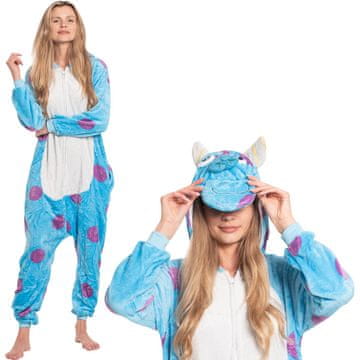 Nikcorp Ženska enodelna pižama Kigurumi Onesie kostum Sulivan modra | Pustni kostum za odrasle velikost S (145-155 cm)
