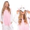Nikcorp Ženska enodelna pižama kigurumi samorog, roza pajac kostum za odrasle, velikost L (165-175 cm), mehak in topel kombinezon