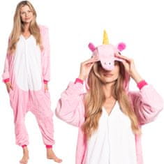 Nikcorp Ženska enodelna pižama kigurumi Pegaz, roza, mehak flis, kostum za odrasle, velikost S (145-155 cm)