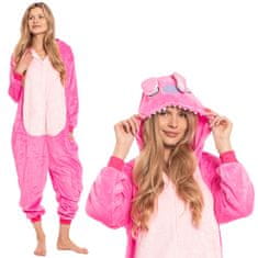 Nikcorp Ženska enodelna pižama Kigurumi Stitch roza | Pustni kostum onesie za odrasle | Velikost M (155-165 cm)