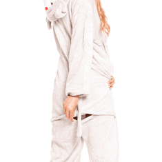 Nikcorp Ženska enodelna pižama kigurumi kostum miška, mehek in topel pajac za odrasle, siva, velikost XL (175-185 cm)