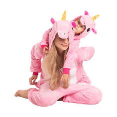 Nikcorp Ženska enodelna pižama kigurumi Pegaz, roza, mehak flis, kostum za odrasle, velikost S (145-155 cm)