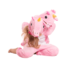 Nikcorp Ženska enodelna pižama Kigurumi Pegaz | Topel flis kombinezon kostum za odrasle | Roza, velikost L (165-175 cm)