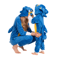 Nikcorp Ženska enodelna pižama Kigurumi Onesie kostum Sonic | Modra | Velikost S (145-155 cm) | Udoben kombinezon za spanje in zabavo
