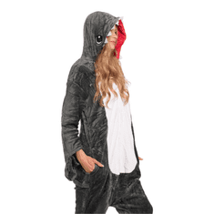 Nikcorp Ženska enodelna pižama kigurumi kombinezon v obliki morskega psa, kostum za odrasle, velikost S (145-155 cm), siva