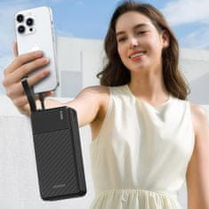 DUDAO K11 Max Power Bank 30000mAh + kabel USB / USB-C / Lightning / Micro USB 10W, črna