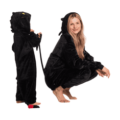 Nikcorp Ženska enodelna pižama kigurumi onesie zmaj Brezzobi, črna, velikost M, za višino 155-165 cm, udoben kostum za spanje