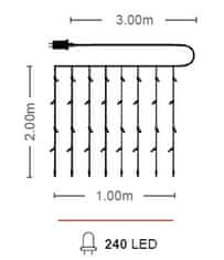 Vito LED svetlobna zavesa toplo bela 1m IP44 NATALE-2