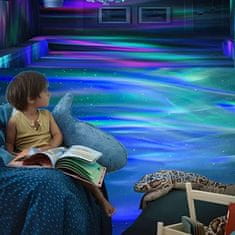 Netscroll Projektor severnega sija Aurora, s 3 svetlobnimi učinki (7 barv) in daljinskim upravljanjem, LED nočna svetilka za otroke in odrasle, SkyStarry