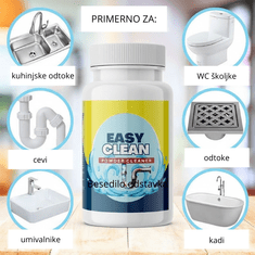 Smania Sredstvo za čiščenje odtokov in umivalnikov EasyClean | Čistilo za odmaševanje odtokov | Sredstvo za čiščenje cevi | Odmaševalec za umivalnik in stranišče