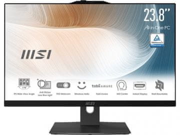 MSI Računalnik Modern AM242TP 1M-2021XEU Core 5 / 16GB / 512GB SSD / 23.8" FHD / Touch / NoOS / črn - nastavljiv po višini