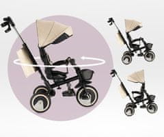 MoMi IVI 3v1 otroški voziček / kolo / tricikel, večnamenski, nastavljiv, zložljiv, črno-bež