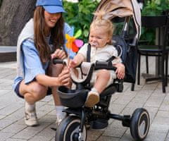 MoMi IVI 3v1 otroški voziček / kolo / tricikel, večnamenski, nastavljiv, zložljiv, črno-bež