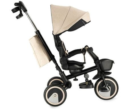 MoMi IVI 3v1 otroški voziček in tricikel, 360°, od 9. meseca do 5. leta starosti, črno-bež