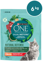 Purina ONE DualNature® Sterilized suha hrana za odrasle mačke, z govedino, 8x750g
