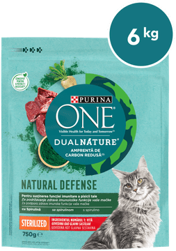 Purina ONE DualNature® Sterilized suha hrana za odrasle mačke, z govedino, 8x750g
