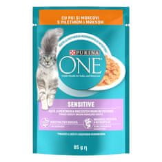 Purina ONE SENSITIVE mokra hrana za odrasle mačke, mini fileti s piščancem in korenjem, 26x85g
