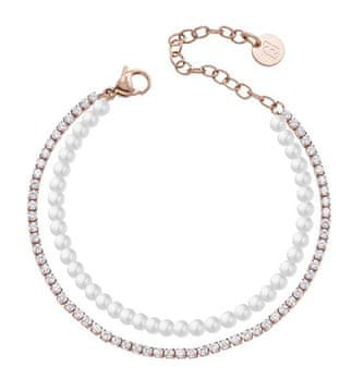 Liu.Jo Pozlačena dvojna zapestnica s sintetičnimi biseri LJ3029