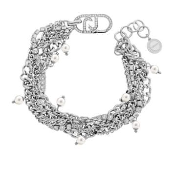 Liu.Jo Večplastna jeklena zapestnica s kristali in perlicami LJ3073