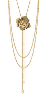 Liu.Jo Dolga pozlačena ogrlica Cvet z biserom LJ3078