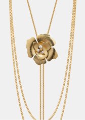 Liu.Jo Dolga pozlačena ogrlica Cvet z biserom LJ3078