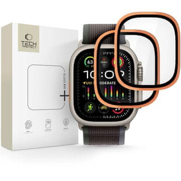 Tech-protect Glass Ring 2x zaščitno steklo za Apple Watch Ultra 1 / 2 / 3 (49mm), oranžna