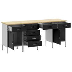 Vidaxl Delovna omara s predalom 4 pcs Črna 200 x 55 x 85 cm