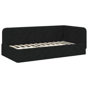 Vidaxl Kotna postelja Črna 90 x 190 cm blago