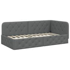 Vidaxl Kotna postelja Temno siva 90 x 190 cm blago
