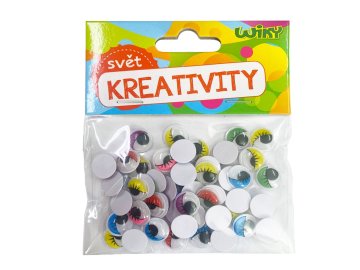 Gibljive oči, barvne, 12 mm, 50 kosov