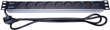 PremiumCord 19" PDU, 1U, 9x230V, 2 m kabla Euro