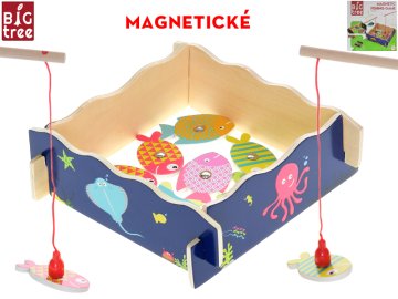 Lesena igra Big Tree fisherman 18x18 cm z 2 ribama in 9 ribami na magnetu