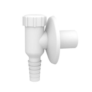 Stenski sifon pralnega stroja z rozeto, bel